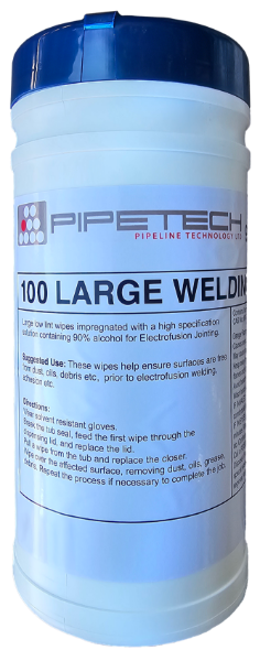 PE Welding Wipes 90% IPA (Tub 100)